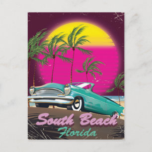 South Beach Florida Vintage-Druck Postkarte