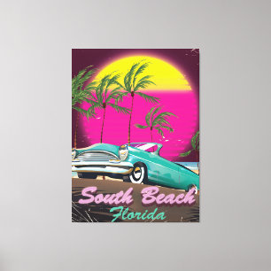 South Beach Florida Vintage-Reiseplakat Leinwanddruck