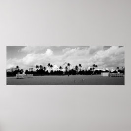 South Beach Miami, Florida Black/White Panorama Poster