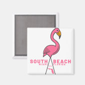 South Beach Miami Florida Flamingo Magnet (Vorderseite/Rückseite)