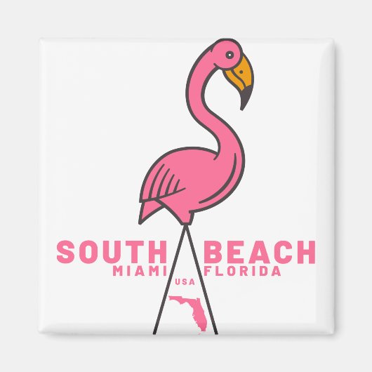 South Beach Miami Florida Flamingo Magnet (Vorne)