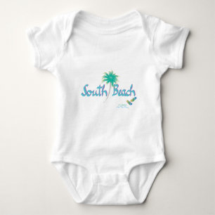 South Beach, Miami, Florida Flip Flops Baby Strampler