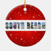 South Beach Miami Florida Foto Weihnachten Keramik Ornament (Hinten)