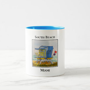 South Beach Miami Florida Lifeguard Tower Blue Zweifarbige Tasse