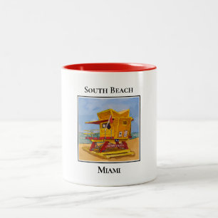 South Beach Miami Florida Lifeguard Tower Orange Zweifarbige Tasse