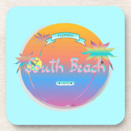 South Beach, Miami, Florida mit Palmen Getränkeuntersetzer