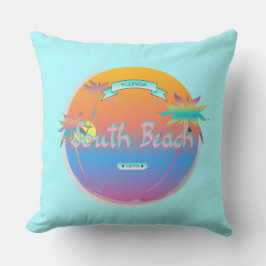 South Beach, Miami, Florida mit Palmen Kissen