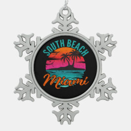 South Beach Miami Florida Palm Trees Beach Schneeflocken Zinn-Ornament