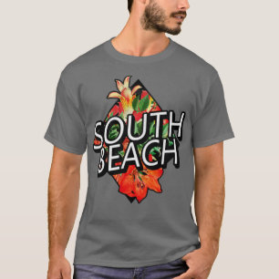 South Beach Miami Florida Tropische Blume Reisen T-Shirt