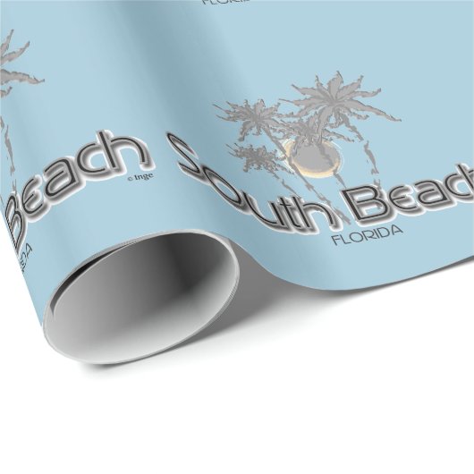 South Beach Miami, Florida und Grau Palms Geschenkpapier (Rolleneckpunkt)