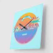 South Beach, Miami, Florida with Palms Wall Clock Quadratische Wanduhr (Winkel)
