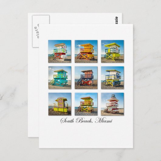 South Beach, Miami Life Guard Shacks Postkarte (Vorne/Hinten)