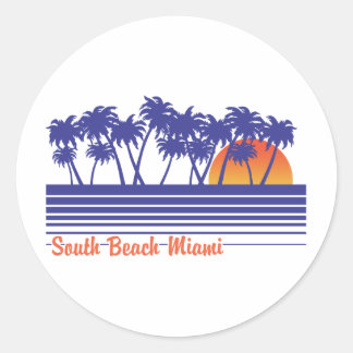 South Beach Miami Runder Aufkleber