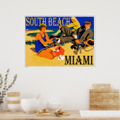 South Beach Miami Vintag Beach Poster (Küche)
