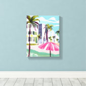 South Beach Shore | Miami Florida Watercolor Leinwanddruck (Insitu (Holzboden))