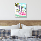 South Beach Shore | Miami Florida Watercolor Leinwanddruck (Insitu (Schlafzimmer))