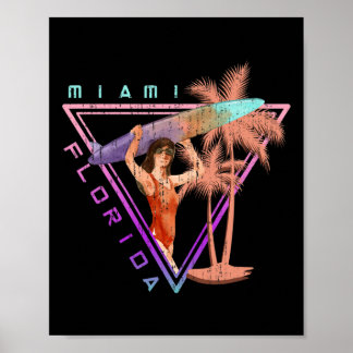 South Beach Surfen Surfer Miami Sommerferien F Poster