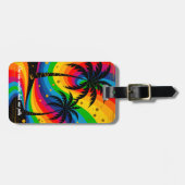 [South Beach Vibes]  Colorful Tropical Palm Tree Gepäckanhänger (Vorderseite horizontal)