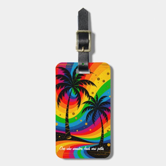 [South Beach Vibes]  Colorful Tropical Palm Tree Gepäckanhänger (Vorderseite vertikal)