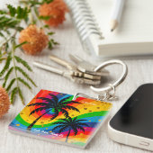 [South Beach Vibes] Retro Tropical Palm Trees Schlüsselanhänger (Vorderseite rechts)