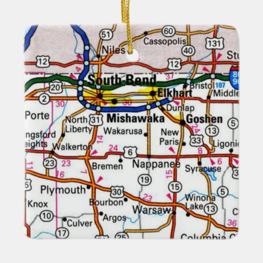 South Bend in Map Keramikornament (Vorderseite)