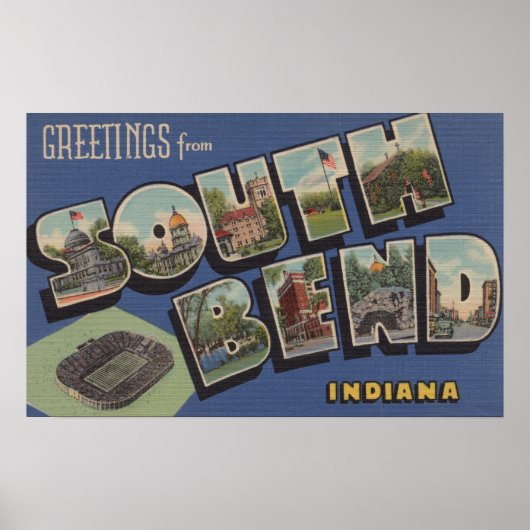 South Bend, Indiana - Große Briefmarkenszenen Poster (Vorne)