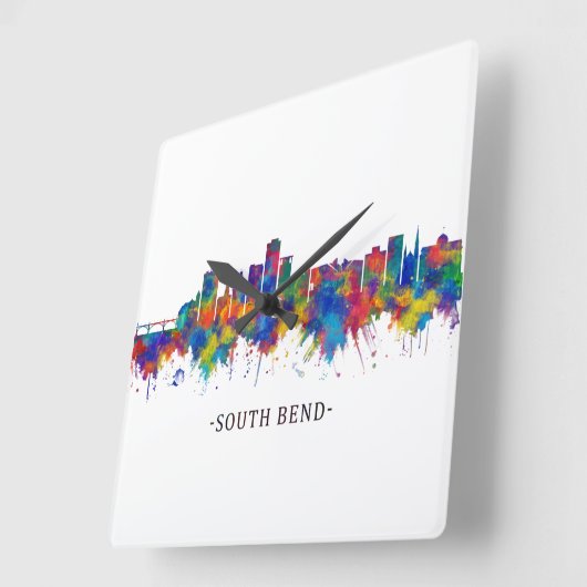 South Bend Indiana Skyline Quadratische Wanduhr (Winkel)