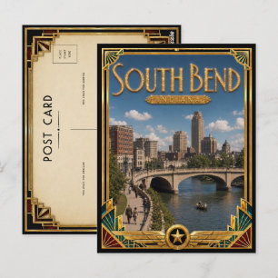 South Bend Indiana Vintage Art Deco Golden Age Postkarte