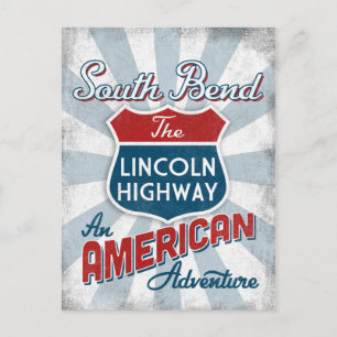 South Bend Lincoln Highway Vintage Amerika Indiana Postkarte