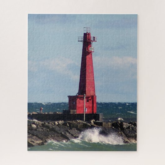 South Breakwater Light von Muskegon Puzzle (Vertikal)