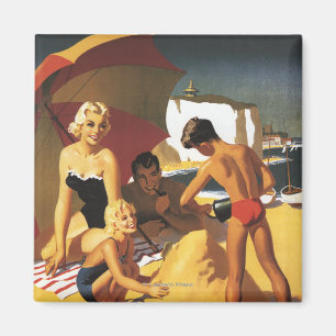 South British Railways Family on Beach Magnet