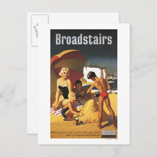 South British Railways Family on Beach Postkarte (Vorne/Hinten)