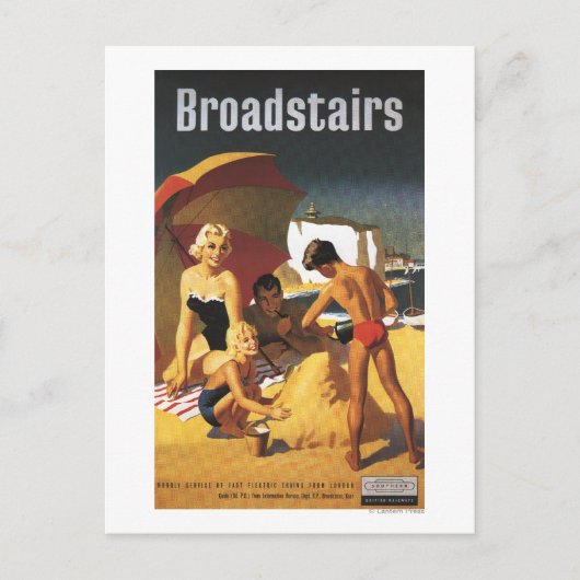 South British Railways Family on Beach Postkarte (Vorderseite)