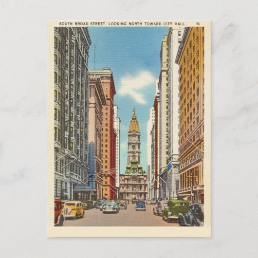 South Broad Street Blick auf das Rathaus Postkarte (Vorderseite)