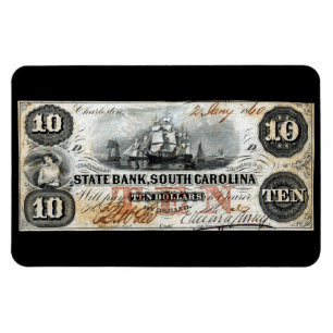 South Carolina 1860 zehn Dollar-Anmerkung Magnet