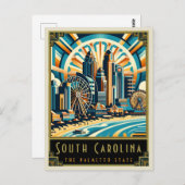 South Carolina | Art Deco Postkarte (Vorne/Hinten)