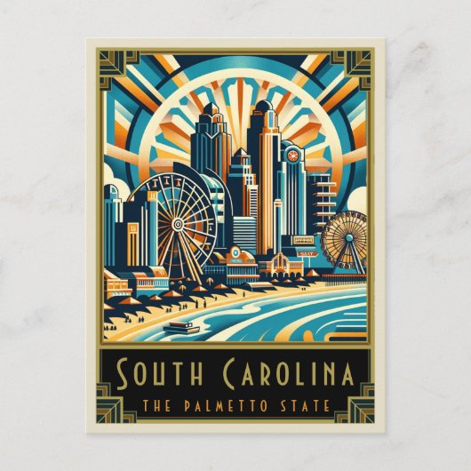 South Carolina | Art Deco Postkarte (Vorderseite)
