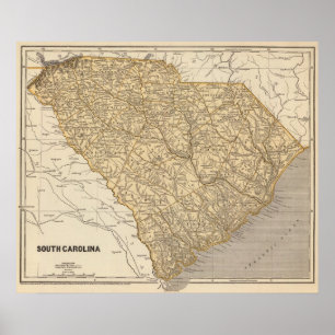 South Carolina Atlas Karte Poster