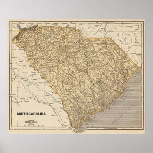 South Carolina Atlas Karte Poster (Vorne)