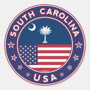 South Carolina Aufkleber, Handy-Gehäuse, Totbeutel Runder Aufkleber