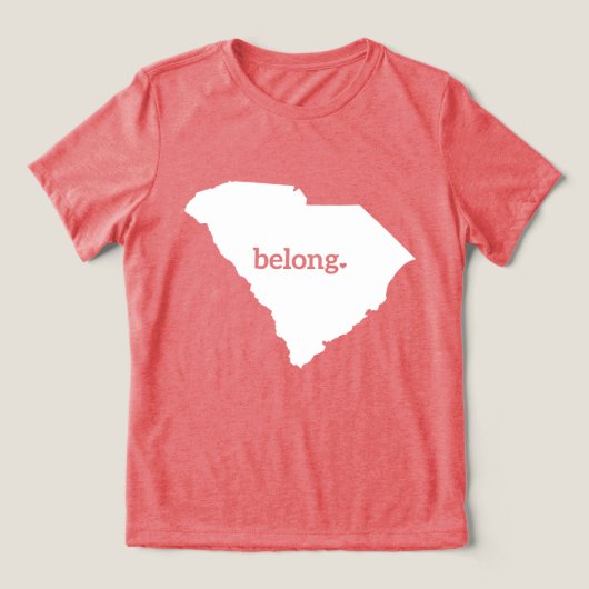 South Carolina Belong Staat Karte Tri-Blend Shirt (Design Vorderseite)