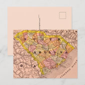 South Carolina Colorful Map Postcard Postkarte (Vorne/Hinten)