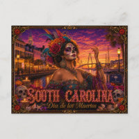South Carolina Día de los Muertos Retro