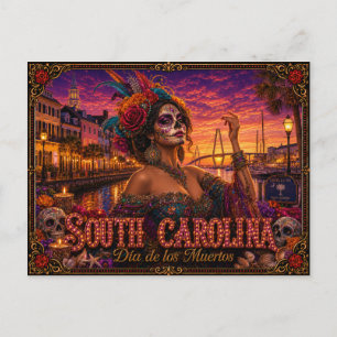 South Carolina Día de los Muertos Retro Postkarte