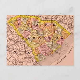 South Carolina Farbige Karte Postkarte