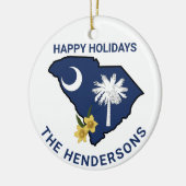 South Carolina Flag & Blume Yellow Jessamin Keramik Ornament (Links)