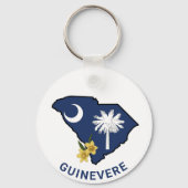 South Carolina Flag & Blume Yellow Jessamin Schlüsselanhänger (Vorderseite)