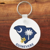 South Carolina Flag & Blume Yellow Jessamin Schlüsselanhänger (Vorderseite)