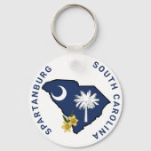 South Carolina Flag & Blume Yellow Jessamin Schlüsselanhänger (Rückseite)