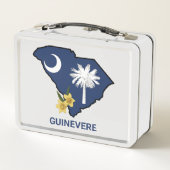 South Carolina Flag Staat Blume Gelbe Jessamin Metall Brotdose (Rückseite)